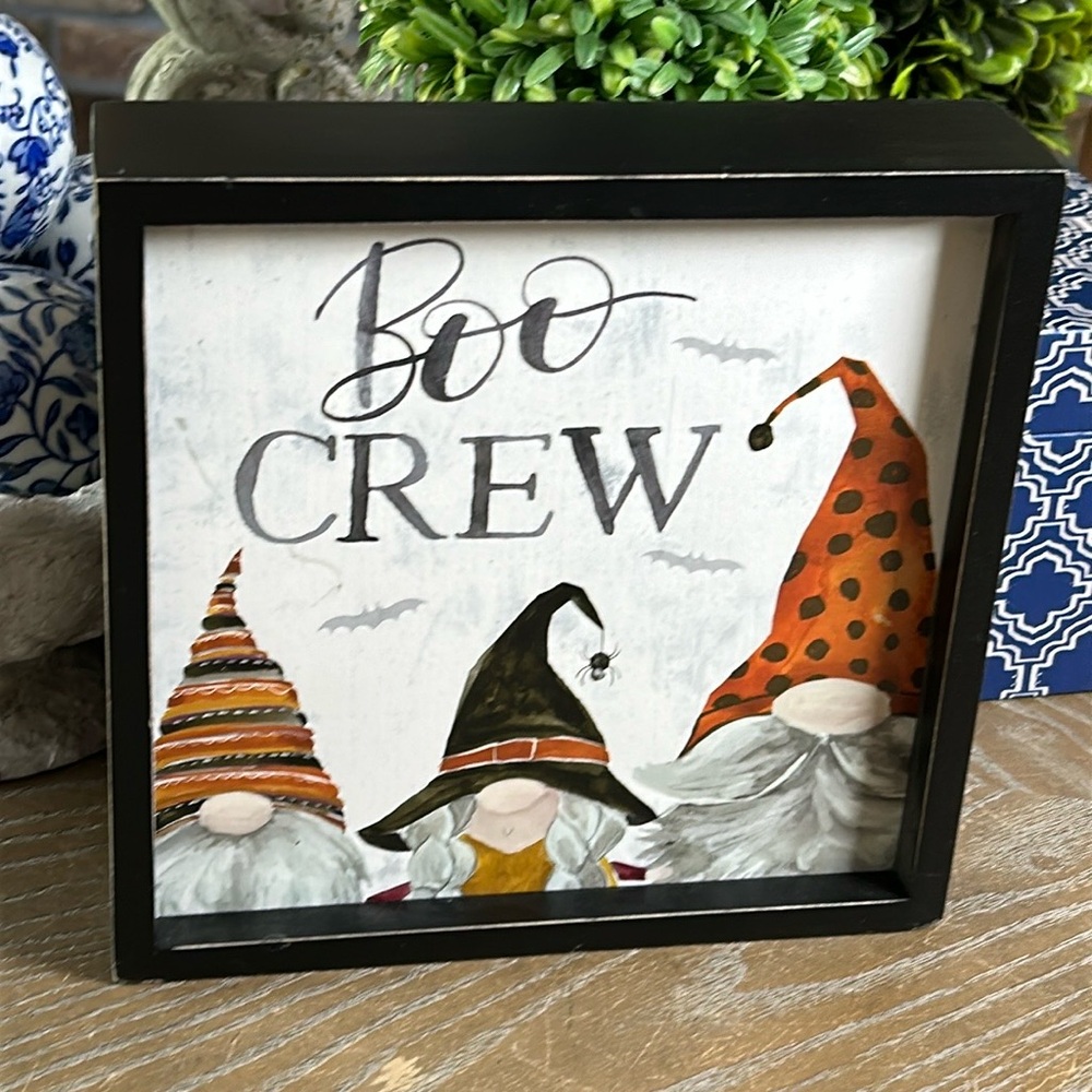 NEW! Cottage Farmhouse Enchanted Gnome Distressed Metal Halloween Bucket Basket - Picture 7 of 7